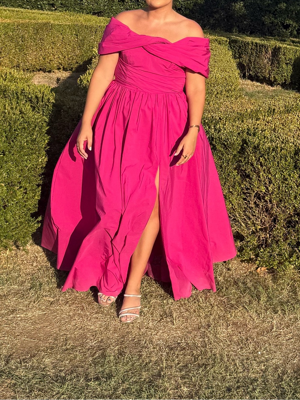 Off-Shoulder Fuchsia Ballgown Dress (Marchesa)